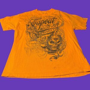 Y2K Tapout Graphic T Shirt Orange Black Grunge Punk Skull Men’s XL